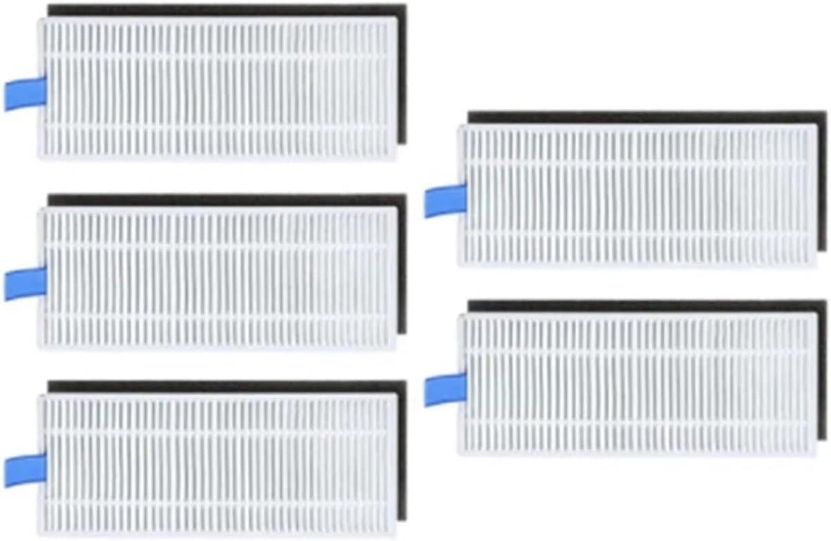 5 stuks Stofzuiger filter - Stofzuiger vervangingsset - HEPA-filtervervanging - Filter zijborstel vervanging - Vervangend filter - Geschikt voor Tefal Rowenta veegmachine X-plorerSerie 75 hoofdborstel filterdoek accessoire - Wit - 130 x 50 mm — afbeelding 1