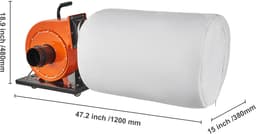 Stofafscheider 1 HP, 460 CFM luchtstroom, 21 gallon opvangzak, 2,5 micron filtratie voor industriële werkplaatsen, Mobiele houtstofafscheider met handvat en wielen — thumbnail 2