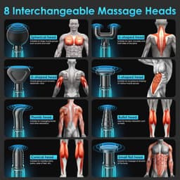 Spiermassagepistool met 99 instelbare niveaus en 8 koppen - LCD-display en stil ontwerp voor spierpijnverlichting — thumbnail 3