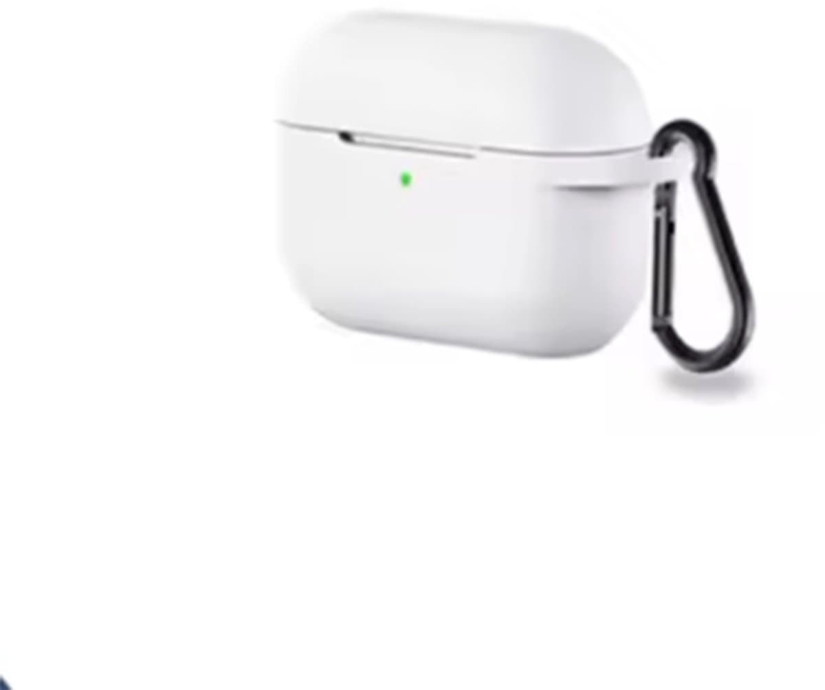 CHPN - Wit AirPods Pro hoesje met karabijnhaak - Hoesje geschikt voor AirPods pro - Siliconen Beschermhoesje - Airpodshoesje - Geschikt voor Apple AirPods pro - Wit — afbeelding 1