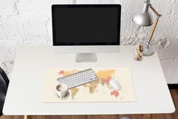 Muismat XXL 80x40 cm - Bureau onderlegger - Bureau mat Wereldkaart - Realistisch - Beige - Bureaumat - Gaming mousepad xl - Bureaulegger groot - Computer deskmat — thumbnail 5