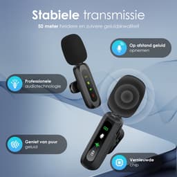 Strolox® Draadloze Microfoon Pro - 2 Stuks - Lavalier - Windshields - Dasspeld - Lange Batterij - USB-C/Lightning - Plug & Play — thumbnail 8