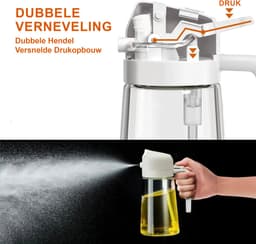 SEVENMOON® 2-in-1 Olijfolie Sprayer – 470 ml – Giet- en Sprayfunctie – Navulbare Glazen Oliefles – Ideaal voor BBQ, Airfryer en Gezond Koken" — thumbnail 4