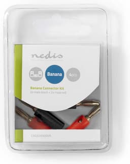 Nedis Banaanstekker - Recht - Male - Vernikkeld - Schroef - Diameter kabelinvoer: 4.5 mm - Polyvinylchloride (PVC) - Rood / Zwart - 4 Stuks - Doos — thumbnail 5