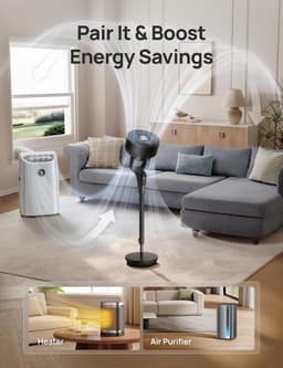Elektrische Vloer Ventilator - Stille Staande Fan - Ruimte Koelen - Krachtige Luchtcirculatie - Tot 80 ft - Zwart — thumbnail 3