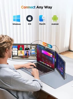 ITRONIQ Laptop Scherm Uitbreider 14 Inch - Dubbele Monitor 2K IPS - Triple Screen Extender - 60Hz - USB-C HDMI - Draagbaar Zwart — thumbnail 5