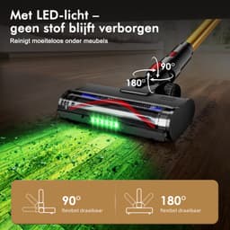 Hiaonyx steelstofzuiger - 9-in-1 steelstofzuiger draadloos - 75000pa - Met dierenborstel - LED Groene Stofdetectielamp - Geschikt voor Tapijten - Harde Vloeren en Dierenharen - 1.8-liter stofopvangbox - Goudkleurig — thumbnail 5