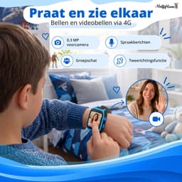 MuffyMouse GPS Horloge Kind met Simkaart – Smartwatch Kinderen 4G – Kinder Smartwatch met GPS – GPS Tracker Kind – Belfunctie, Videobellen, SOS & WhatsApp – 2GB+16GB – Blauw — thumbnail 5