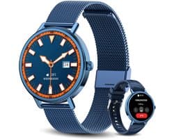 Blackview Slimme Horloges voor Dames - X30 - 1,26 "AMOLED Smartwatch Dames - Slaap & SpO2 Monitor - Fitnesstracker - Stijlvolle Smartwatch - Hartslagmeter - 100+ Sportmodel - Bluetooth Bellen- Stijlvol Slim Horloge - Android en iOS - Blauw