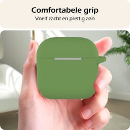 Hoesje - Geschikt voor Apple AirPods 5 - met Clip - Siliconen Hoes - Silicone Case Cover - Donkergroen — thumbnail 4
