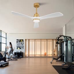 DESMIU Plafondventilator Met Verlichting - Dimbaar - 132 cm - Metaal En Hout - Goud Wit - 6 Snelheden Met Afstandsbediening — thumbnail 3