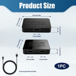 HDMI-splitter 1-in-2 out, 4K HDMI-verdeler voor 2 monitoren tegelijkertijd, 1 ingang op 2 uitgangen met USB-voeding, ondersteunt 4K/Full HD 1080p, geschikt voor pc, tv, laptop en beamer — thumbnail 2