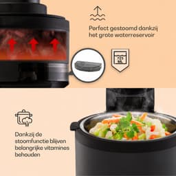 Airfryer Met Stoomfunctie - 5 Liter - 1250 W - 6 Kookprogramma’s - Touchscreen - Timer - Instelbare Temperatuur - Vaatwasserbestendige Onderdelen — thumbnail 4