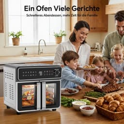 XXL 23L Airfryer – Mini-oven met variabele Flex-Zone, Airfryer met dubbele kamer en openslaande deuren, Onafhankelijke temperatuurregeling (tot 200°C), 12-in-1 Mini-oven met dubbele kamers — thumbnail 4