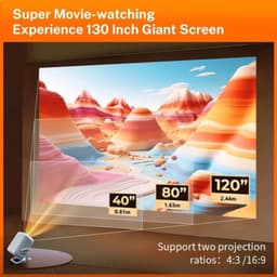 Beamer 450 ANSI Lumen - Native 1080P Resolutie - 48W LED - Android 14 Systeem - Draagbare Projector - Entertainment - LCD Scherm — thumbnail 3