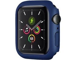Strap-it PC Case bescherming - Geschikt voor Apple Watch case 40 mm- Hoesje geschikt voor Apple Watch 4/5/6/SE case - Mat donkerblauw - iWatch cover voor maat 40 mm