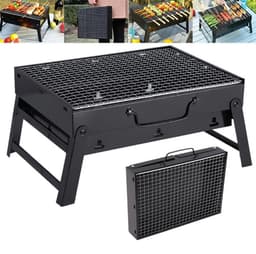 Oustuff Opvouwbare BBQ - Picknick Barbecue - Houtskool Grill - Outdoor Kamperen - Opvouwbaar - 35 x 27 x 20cm - Draagbaar - Zwart — thumbnail 2