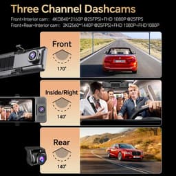 H330 - Dashcam voor Auto - WiFi - Dashcams - FullHD video - Met 3 camera's - Super compact - 16:9 - 10.26 inch Scherm - Zwarte doos GPS - Zwart — thumbnail 2