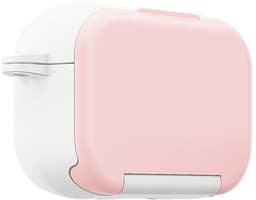 Telestore - Hoesje geschikte voor AirPods Pro 3 - TPU hybride hoesje Beschermhoes - hoesje met spiegel AirPods Pro 3 Cover - AirPods Pro 3 Hoesje - Geschikt voor Apple Airpods Pro 3 - roze wit - hard cover met make up spiegel - sleutelhanger — thumbnail 2