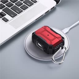Telestore - Hoesje geschikte voor AirPods Pro 3 - TPU hybride hoesje Beschermhoes - Shockproof AirPods Pro 3 Cover - AirPods Pro 3 Hoesje - Geschikt voor Apple Airpods Pro 3 - zwart - hard en TPU cover met sleutelhanger — thumbnail 4