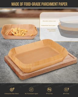 Geschikt voor Ninja Airfryer Liner, Rechthoekige Bakplaat FG551 6-in-1 Bakplaat Airfryer Accessoire Geschikt voor Ninja XL - 100 Vellen — thumbnail 2