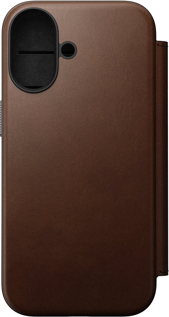 Nomad Modern Lederen Folio iPhone 17 – Gerecycled Aluminium Knoppen – Camera Bedieningsknop – Ecco Leder - Bruin — afbeelding 1
