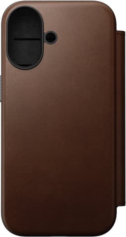 Nomad Modern Lederen Folio iPhone 17 – Gerecycled Aluminium Knoppen – Camera Bedieningsknop – Ecco Leder - Bruin — thumbnail 1