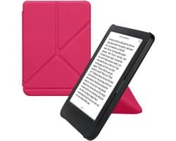 kwmobile e-reader hoesje geschikt voor Kobo Clara BW / Colour hoes - Ereader flip case met standaard - E reader cover van kunstleer - In neon roze
