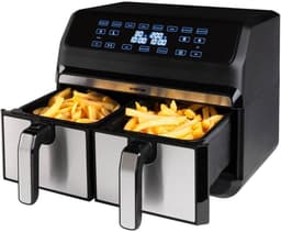 Inventum GF800HLD Dubbele Airfryer XXL - 8L - Dual Cook - Grill- & roosterfunctie - 8 programma's - 80-200 °C - PFAS-vrij - Tot 6 personen - Zwart/RVS — thumbnail 8