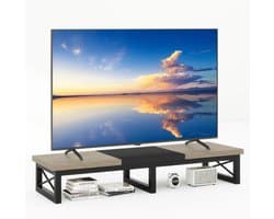 Tv-kast, tafel, televisietafel, 114 cm, dual screen bureaublad, korte tv-standaard, voor televisies tot 60 inch, woonkamer, eetkamer en slaapkamer, rustiek bruin