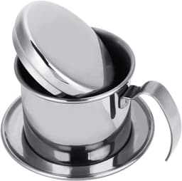 Vietnamese Koffie Maker - Herbruikbaar - Rvs Koffiefilter - Slow Coffee Maker - Cafetière Drip Gieter - Dripper Koffiemaker - Ideaal Voor Op Reis En Op De Camping - 10.1×7.5×8.1cm - Zilver — thumbnail 1