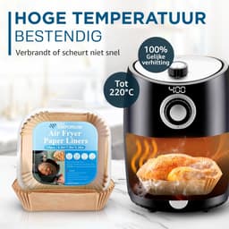 ONE Emporium airfryer papieren liners – 120 stuks – Ø 16 cm – vetvrij & hittebestendig (tot 230 °C) – geschikt voor Ninja/Cosori/Tower — thumbnail 9