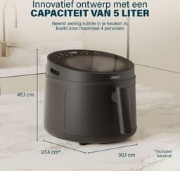 Princess 182270 Airfryer XL - Cyclonic Vision - 5L Heteluchtfriteuse - PFAS vrij - Skylight Kijkvenster en Digitaal Display - 8 Programma's en 1500W - Inclusief Grillrek en Shake Reminder - 182270 — thumbnail 19