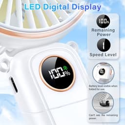 Draagbare Oplaadbare Ventilator met 180° Verstelbare Vouwfunctie - 6-snelheden, Stille Handventilator, USB Oplaadbaar, Weergave van Batterijniveau — thumbnail 1