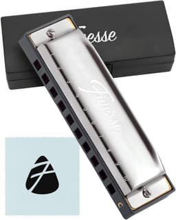 Finesse Mondharmonica - C Majeur - met Case - voor Volwassenen & Kinderen - Zilver — thumbnail 1