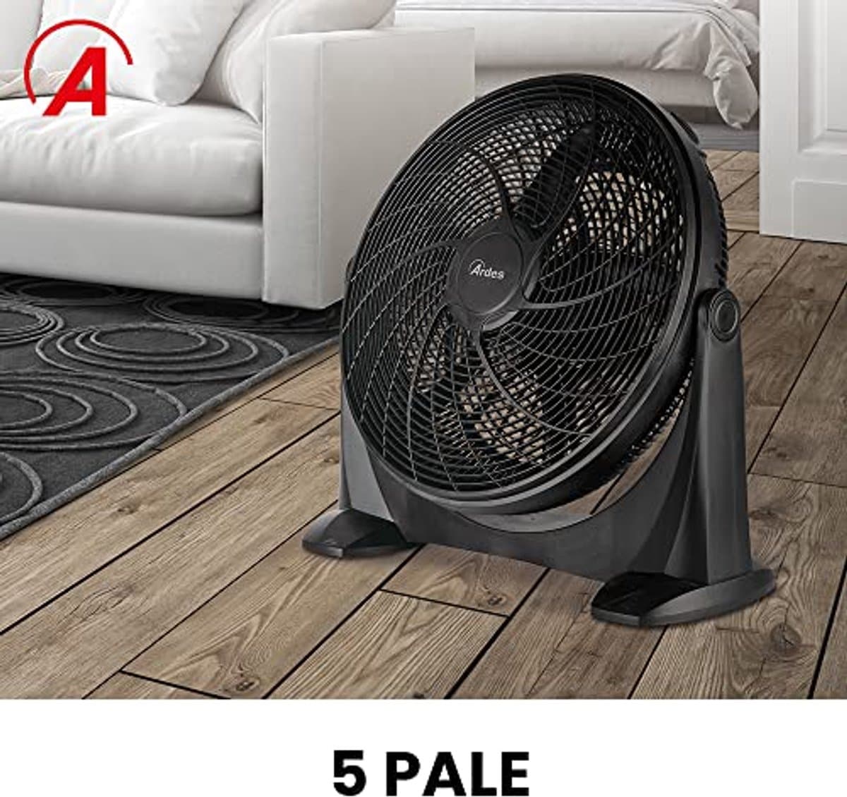Vloerventilator met 5 Vleugels en 3 Snelheden - Stil, Handmatig en Verstelbaar — afbeelding 1