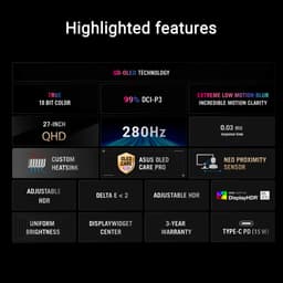 ASUS ROG Strix OLED XG27ACDMS - QHD 3th GEN OLED Gaming Monitor - 99% DCI-P3 - 10-bit - Delta E < 2 - 280hz - 27 inch — thumbnail 4