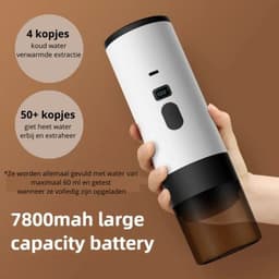 Draagbaar Koffiezetapparaat - Geschikt Voor Poeder, Capsules en Dolce Gusto - Koffie - Draadloos - Onderweg- Wit — thumbnail 4