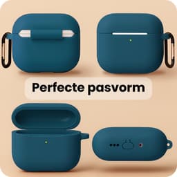 Hoesje - Geschikt voor Apple Airpods Pro 3 - met Clip - Siliconen Hoes - Silicone Case Cover - Donkerblauw — thumbnail 3