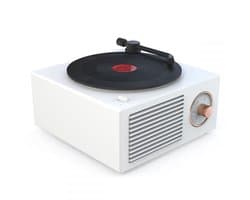 JeiibrZui Vintage Bluetooth-Luidspreker - Mini-Platenspeler - Compact Formaat Krachtig Geluid 5 Watt - 1 Stuk - Retro Cadeau Voor Meisjes Wit