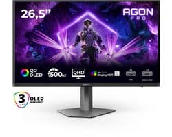 AOC AGON PRO AG276QKD2 - QHD QD-OLED Gaming Monitor - 500hz - HDR500 - HDMI 2.1 - DP 2.1 - 27 inch