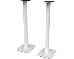 Speaker vloerstandaard 32" voor middelgrote tot grote boekenplank luidsprekers - Stevig staal en schuimrubber - 30° draaibare bovenplaat - Verstopte kabels - Wit - Set van twee