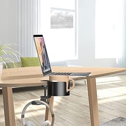 Hoofdtelefoonhouder met Bekerhouder – 360° Rotatie, Aluminium, Eenvoudige Installatie – Ideaal voor Bureau en Gamingtafel — thumbnail 4