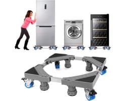Trillingsdempers Wasmachine - Instelbare Onderstel voor Koelkast en Wasmachine (41,5cm-65cm), Met 4 Rollen en 8 Voeten, Geluid- en Schokdemper voor Droogmachine