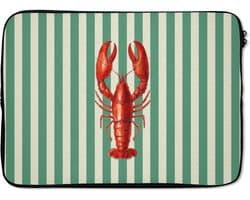 Laptophoes 13 inch - Kreeft - Strepen - Realistisch - Zomers - Laptop sleeve - Binnenmaat 32x22,5 cm - Zwarte achterkant