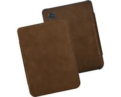 Lunso Geschikt voor Kobo Clara BW / Clara Colour hoes (6 inch) - echt leren sleepcover - Coffee