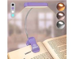 Oplaadbare horizontale leeslamp met oogvriendelijk licht, 3 kleuren en 5 helderheden, ideaal voor lezers
