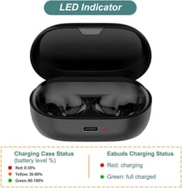 Earbud laad case vervanging USB C 600mAh met indicatorlicht - zwart - ideaal voor thuis, kantoor, en op reis — thumbnail 2