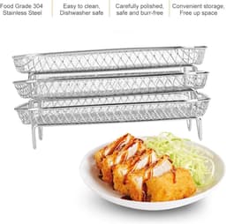 Geschikt voor Ninja Airfryer DZ201 - 3-laags toast/dehydrator frame - 304 roestvrij staal - dubbele heteluchtfriteuse accessoires — thumbnail 4