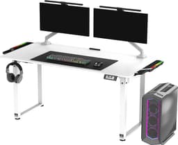 Ultradesk UPLIFT LED RGB – Wit – Elektrisch Verstelbaar Bureau met Verlichting – Zit/Stabureau voor Gaming, Home Office & Kantoor – Inclusief Accessoires — thumbnail 2